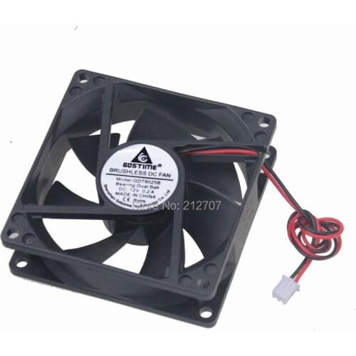 2pcs/lot Gdstime 12V 2Pin Ball Bearing 80mm 8025 80x80x25mm DC Brushless Cooling Fan