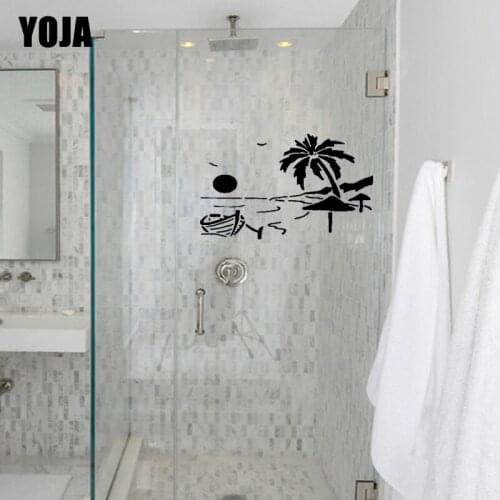 YOJA 15x24.4CM Interesting Seaside Wall Sticker Decorated Bathroom Shower Decal G2-0347