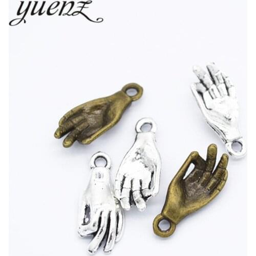 YuenZ 30pcs Antique silver color alloy Metal hand pendant Charms for Jewelry Making Diy Handmade Jewelry 16*7mm I1109