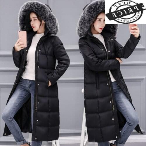 Jacket 2021 Winter Women Big Fur Coat White Duck Down Jackets Korean Fashion Long Ladies Clothes Jaqueta Feminina LWLa55