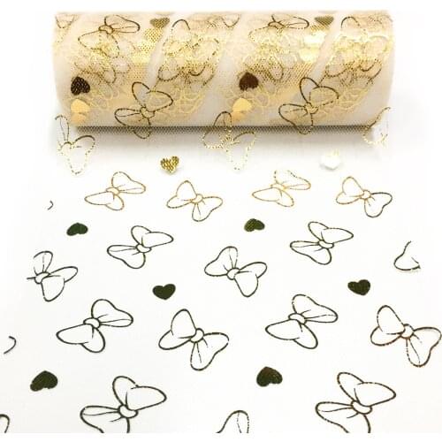 10yard Glitter Butterfly Heart printed Tulle Roll Spool Fabric DIY Sewing Mesh Tutu Skirt Dress Baby Shower Wedding Party Supply