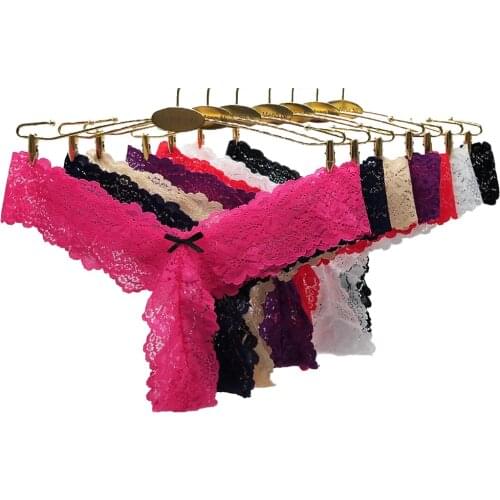 12Pcs/Lot Womens Lace G-String Thong Panties String Underwear Women Briefs Sexy Lingerie Pants Intimate Ladies Low-Rise Tanga