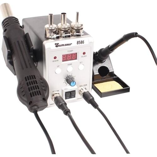 2 In 1 Anti-Static 8586 Digital Display Soldering Station Soldering Iron Welding Hot Air Gun Desoldering Repair Electric Tool
