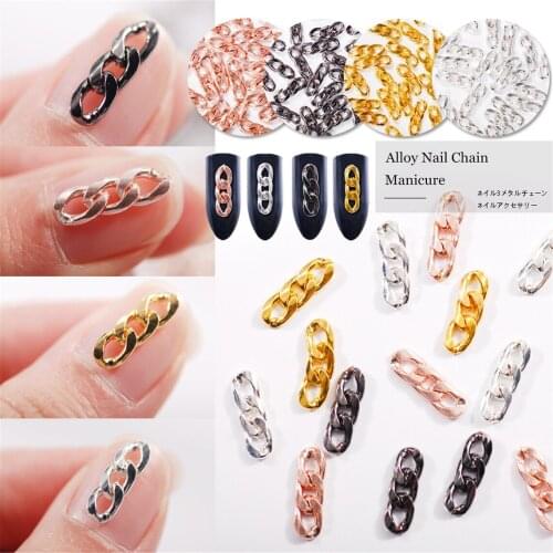 3 kinds 20 pcs Nail Art Metal Gold Hollow Punk 3 Colors DIY Design Chain 3D Decoration Accessories Manicure Tools,JKIO14ZZG22