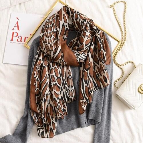 2019 Winter Fashion Cotton Leopard Print Scarves Shawls Long Leopard Pattern Scarf Muffler Hijab Wrap 2 Color10pcs/LOT Wholesale