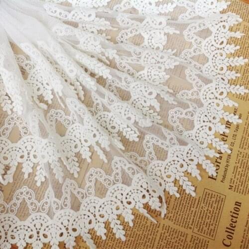 3Yards/Lot 34cm wide FREE SHIPPING Embroidery Cotton Lace Fabric Trim for Dress Sewing Garment Accessories -QX