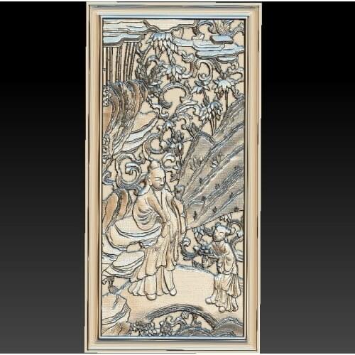 3d STL Model tea for CNC Router 3D Printer Artcam Aspire Bas Relief Chinese ancient style panel