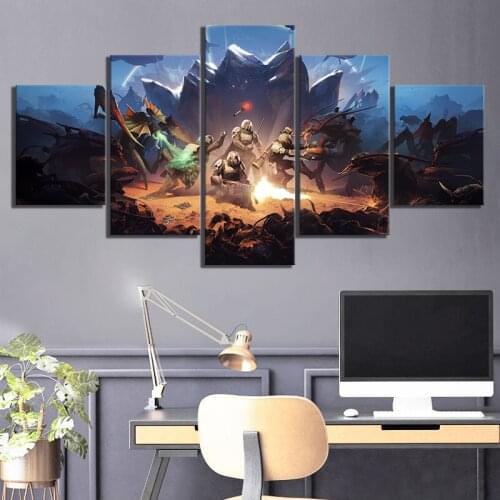 Printed Posters Wall 5 Pieces HELLDIVERS Video Game Painting Canvas Modern Home Decoration Living Room Modular Pictures Artwork