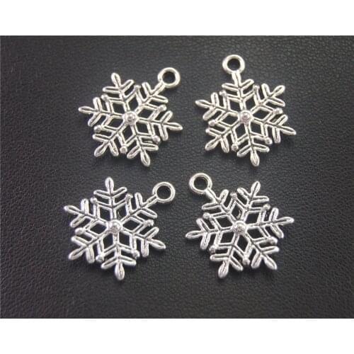 8pcs Silver Color Christmas Snowflake Charm Jewelry Making DIY Handmade Craft 23X17mm A2007