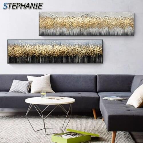 Abstract White Black Gold Tree Canvas Painting Big Banner Fashion Posters and Prints for Living Room Bedroom HD Forest Wall Art
