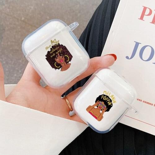 Afro Black Girl Magic Melanin Poppin Earphone Case for Airpods 2 1 TPU Silicone Cover for Airpods Earphone Cases Accessories