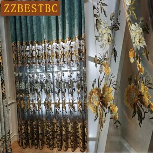 American elegant classic luxury villa embroidered curtains for living room high-quality royal curtains for the bedroom kitchen