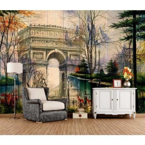 Beibehang Custom wallpaper mural large landscape building trees 3d living room decoration painting bedroom background wall