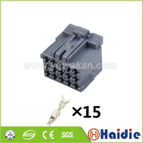 Free shipping 2sets 15pin tyco plastic housing plug 15p wire harness cable unsealed connector 1-967623-6