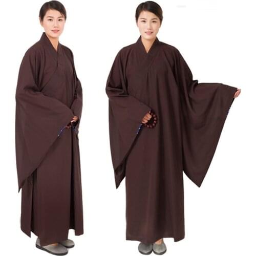 Buddhist Monk Robe Men Women Buddhism Clothing Long Frock Meditation Pilgrimage Uniform