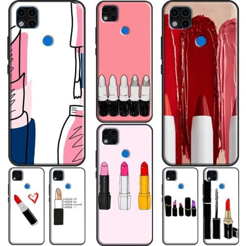 Make Up Red Lipstick set For Xiaomi Redmi Note 9 Pro 7 8 8T 9S Note 10 Pro Phone Case For Redmi 9 9A 9C 9T 7A 8A