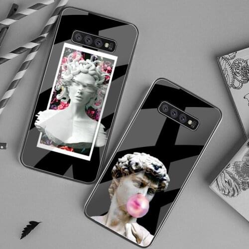 Luxury Statue Abstract Art David Medusa Phone Case Tempered Glass For Samsung S20 Plus S7 S8 S9 S10 Plus Note 8 9 10 Plus