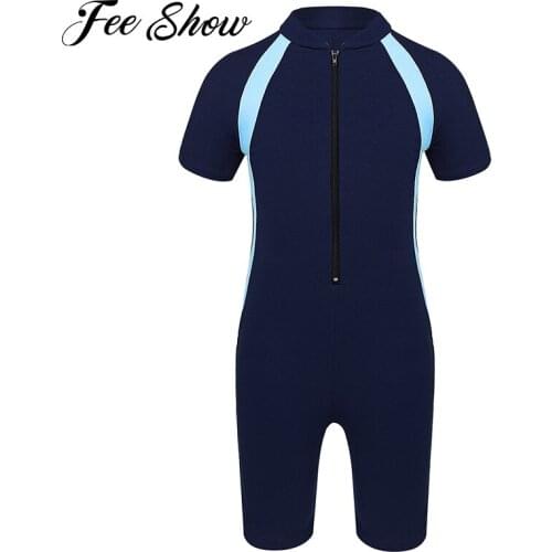 2021 Kids Girls Summer Swimsuits Beach Outfit Short Sleeves Zippered Shorty Wetsuit Swimwear Surfing Bathing Suit Rash Guard