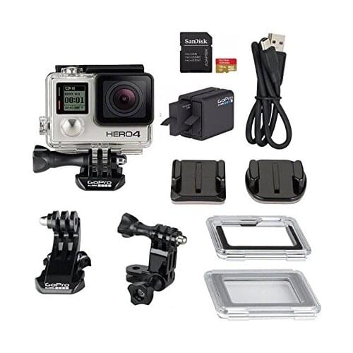 100% Original For GoPro HD Hero 4 black Action Camera with Dual Battery Charger + Waterproof Sports Camera ultra clear 4K
