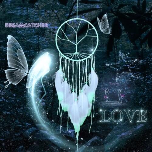 Fluorescent Dream Catcher Indoor Handmade Pendant Ornaments Valentines Day Gift Noctilucous Wind Chimes