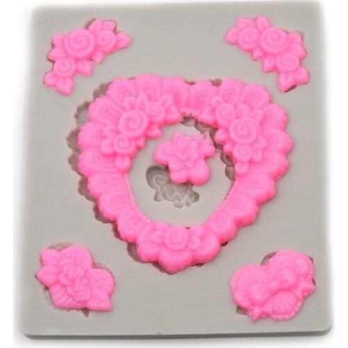 Garland flower leaves silicone cake mold DIY chocolate mold picture frame shape fondant cake baking tools