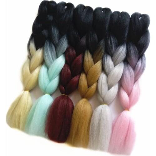 Jumbo Braiding Two-color Gradient 24 Inches Kanekalon Synthetic Twist Braids Crochet BraidS Hair Extension Oversized Braid