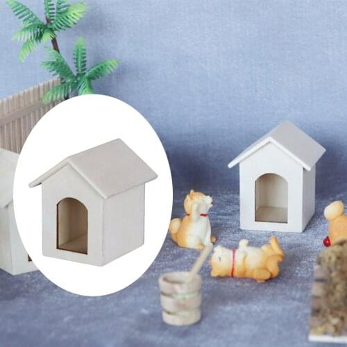 1:12 Doll House Miniature Wooden Dog Cat House Furniture Scenery Ornaments