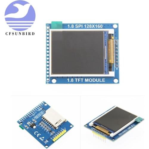 Mini 1.8 Inch Serial SPI TFT LCD Module Display with PCB Adapter IC 128x160 Dot Matrix 3.3V 5V IO Inerface Cmmpatible 1602 5110