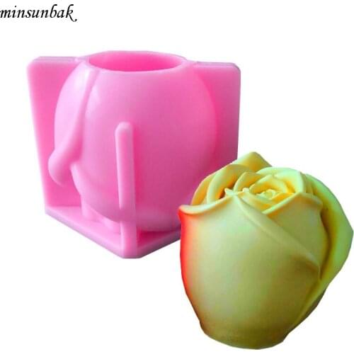 Minsunbak New 3D Rose Handmade Candle Soap Mold Cake Decorating Tools DIY Plaster Resin Clay Mold Food Grade Silicone