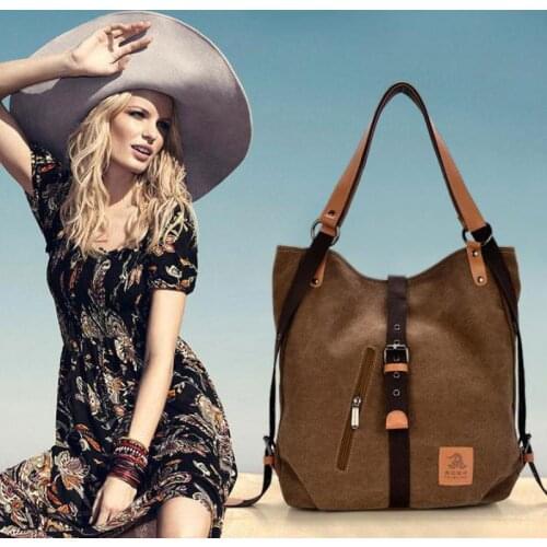 Scione Fashion Women Handbag Black Women Shoulder Bag Dual-Use Canvas Bags For Women 2020 Ladies Hand Bags