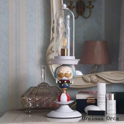 Cartoon circus clown desk lamp boy bedroom childrens room lamp lovely Creative Color LED decorative glass desk lamp