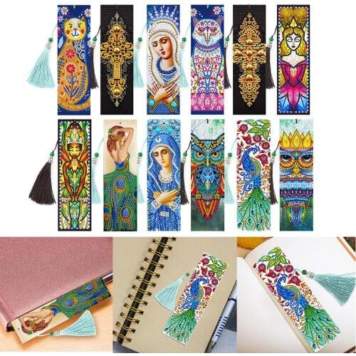 2pcs 5D DIY Diamond Painting Leather Bookmarks Goddess Special Shaped Embroidery Cross Stitch Page-Marker Craft