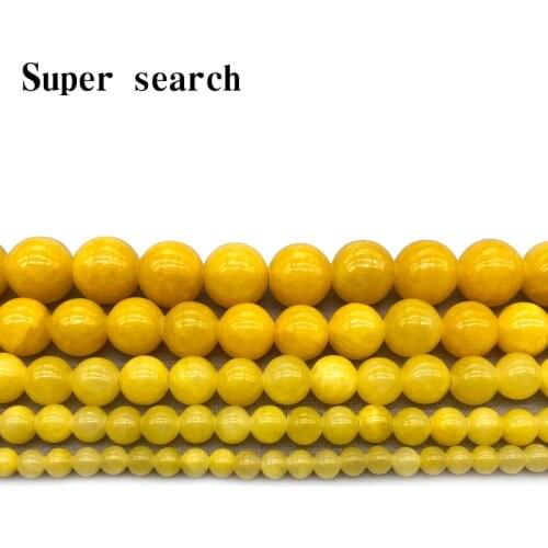 Natural Stone Yellow Jaspers Round Beads Bracelet Necklace Woman15" Strand 4 6 8 10 12MM Pick Size For Jewelry Making