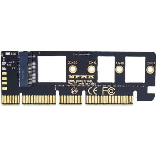 New Aluminium Alloy Shell Led Expansion Card Computer Adapter Interface M.2 NVMe SSD To PCIE 3.0 X16 Support 2230 To 2280 SSD