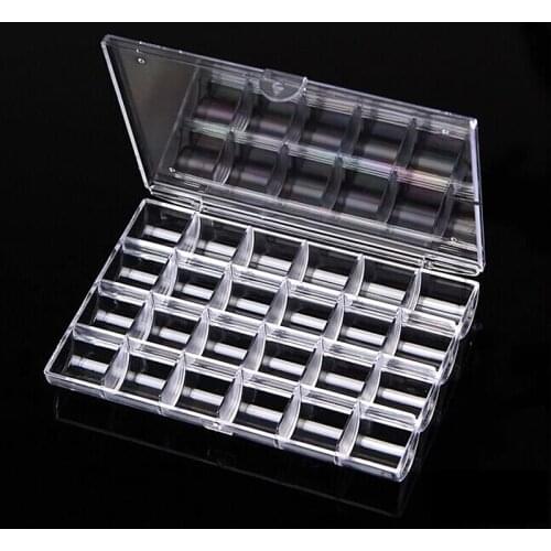 24 Grid 18x12x2cm Clear Transparent Box Plastic Cosmetic Nail Art Pill rhinestones Box Case Portable Storage Container Y2684
