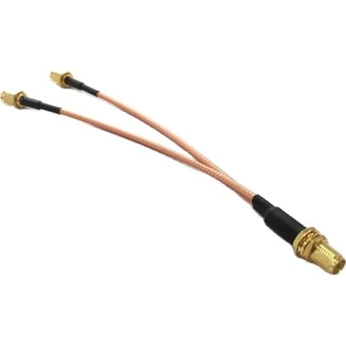 SMA female nut to 2X SMA male plug Y type Splitter Combiner Pigtail cable RG316 15CM 6" for wifi router