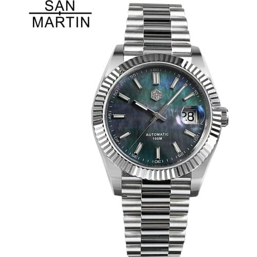 San Martin SW200 40mm Retro V2 MOP Business Luxury Men Watch Sapphire Glass Steel Automatic Mechanical Classic Wrist watch Male