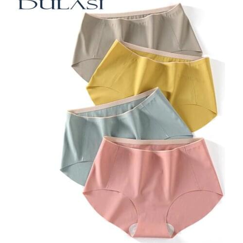 Ice Silk Women Underpants Comfortable Panties Sexy Lingerie Solid Color Underwear M-XL Mid Waist Panty New DULASI
