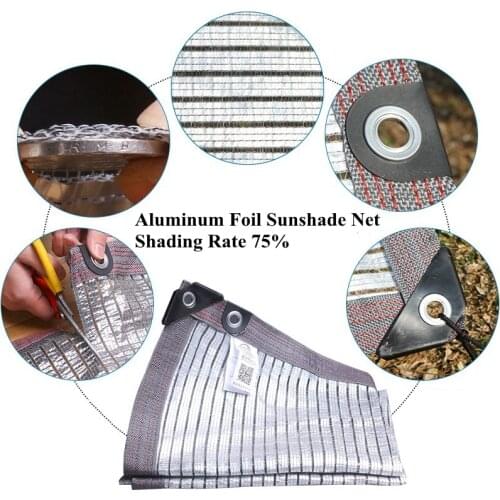 Aluminum Foil Sunshade Net Anti-UV HDPE Succulent Plant Shading Net Outdoor Swimming Pool Sun Shade Cloth Awning Shade Rate 75