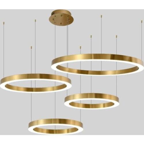 Modern DIY gold ring chandelier hanging lights for living room shop market decoration LED lighting dimmable 110v 220v