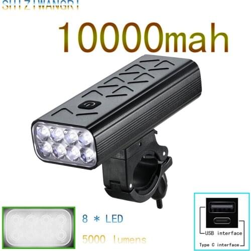 8T6 Bike Light 10000mAh 1200High Lumens Led Bicycle Flashlight USB Rechargeable Front Headlight for Cycling Road MTB LED Light