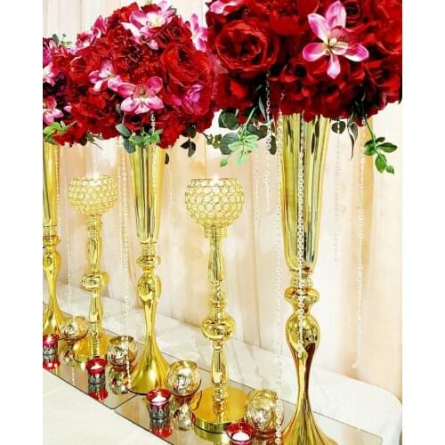 72cm Tall Gold or silver Tabletop Vase Metal Flower Vase Table Centerpiece For Mariage Metal Flowers Vases 10pcs/lot