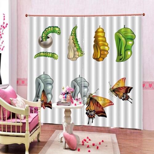 Dancing beautiful butterfly 3D Photo Printing Blackout Window Curtains For Living room Hotel/Office Drapes Cortinas