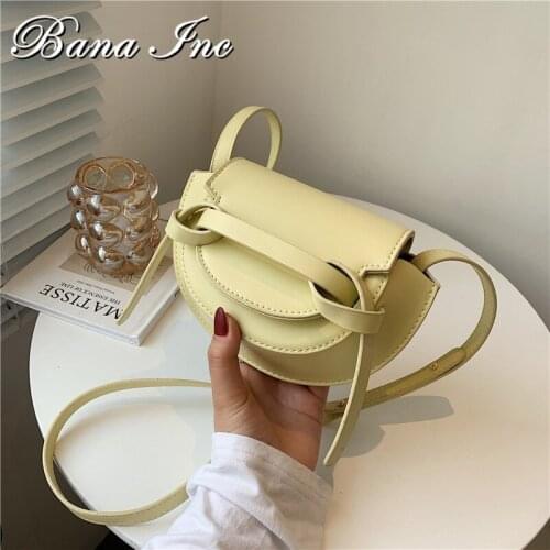 Solid Color Green Pu Leather Small Saddle Crossbody Bags for Women 2021 Summer Travel Fashion Simple Shoulder Handbag and Purse