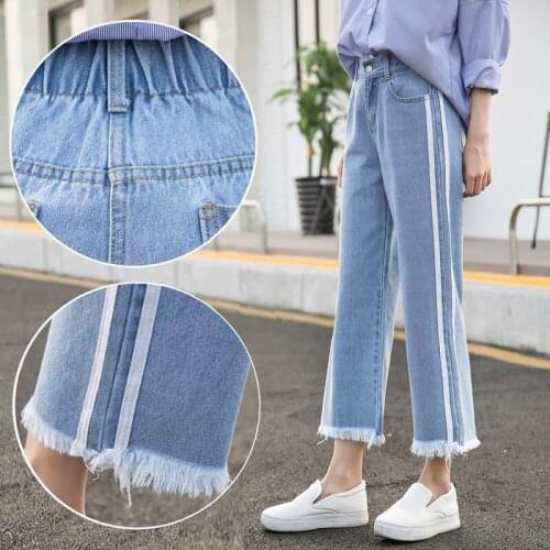 Womens Wide Leg Pants Fashion Plus Size 6XL Jeans Female Casual Streetwear High Waist Elegant Denim Trousers LWL492