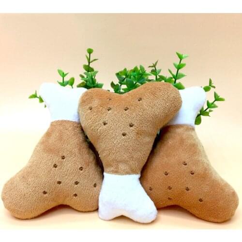 1PC Pet Toy Double Bone Chicken Leg Plush Toy Vocal Connotation BB Device Dog Cat Supplies Molar Toy