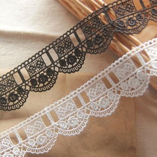 15yards/lot 2.5cm width White flower water soluble Lace Edge Trims Ribbon DIY Sewing Material Wedding Craft Garment Accessories