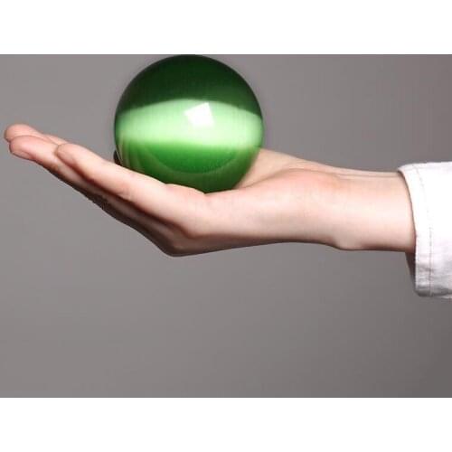 40-100mm Natural Quartz Green Cat Eye Crystal Healing Ball Sphere Energy Stone Room Decorative