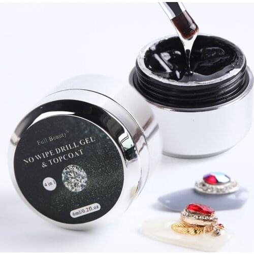 6ML No Wipe Transparent Glue For Nail Rhinestones Decoration False Nail Glue Gel Top Coat Soak Off UV Gel Polish Varnish SA781