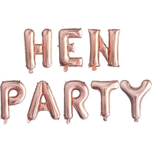 8pcs Gold Silver Rose Gold 16inch Hen Party Letter Foil Balloons Set Wedding Bachelorette Party Decoration Supplies Air Globos
